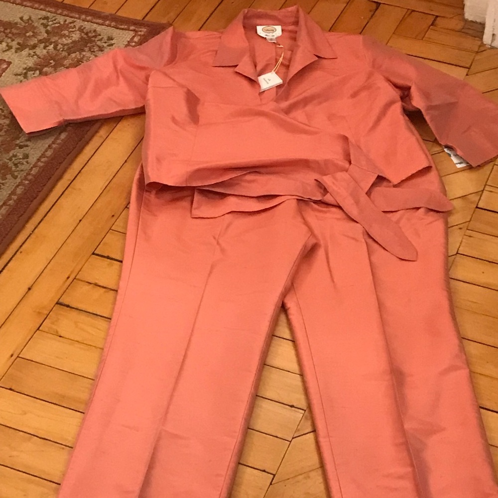 Talbots Silk Shantung Pants Set.